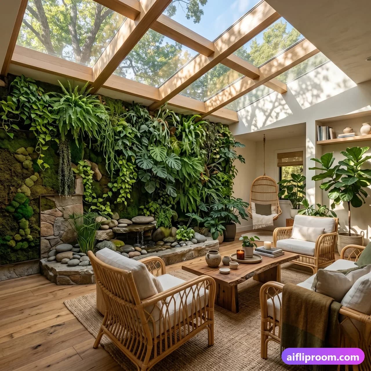 Biophilic Biophilic interior design — indoor plants and living walls, AI-generated wellness room