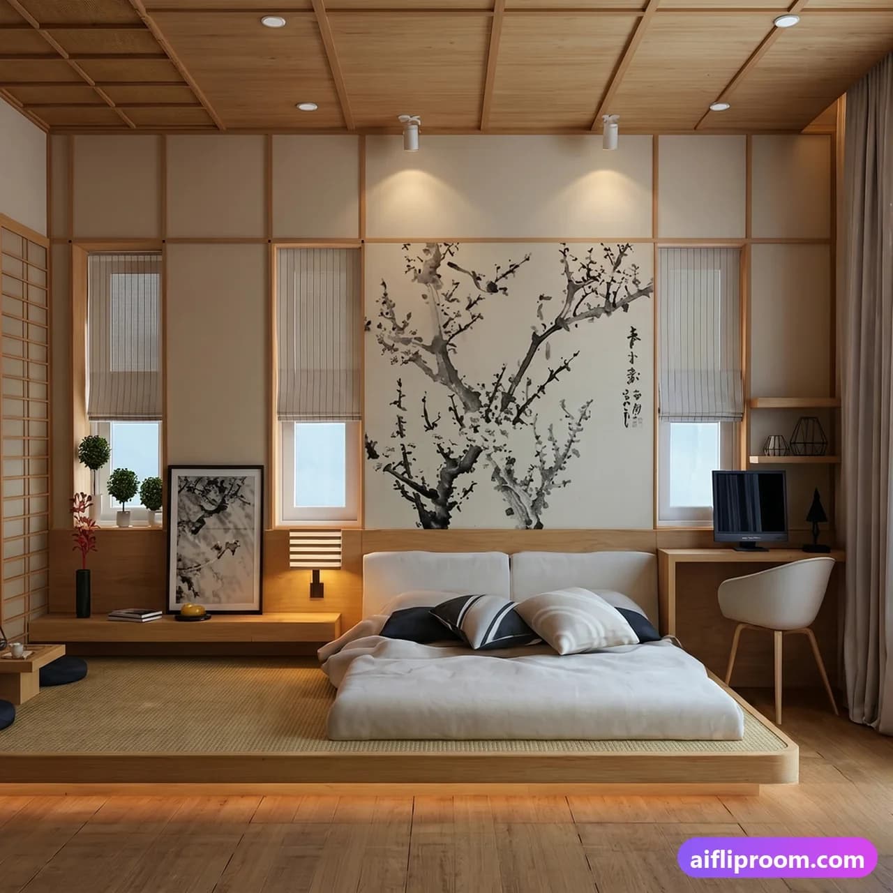 Japandi Japandi interior design — Japanese-Scandinavian minimal style, AI-generated room visualization