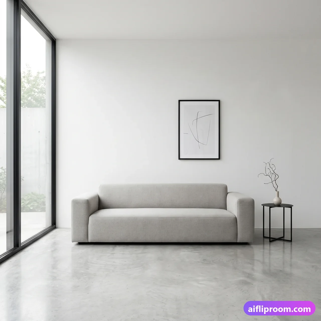 Minimalist Minimalist living room interior design — clean monochrome palette, AI-generated room visualization