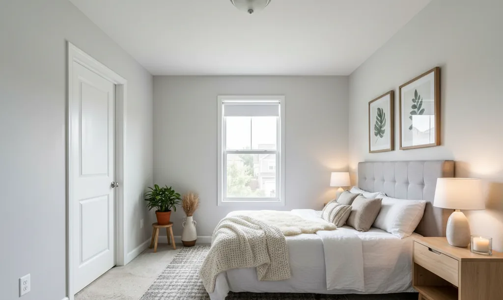 The same bedroom after AI virtual staging in the Scandinavian style