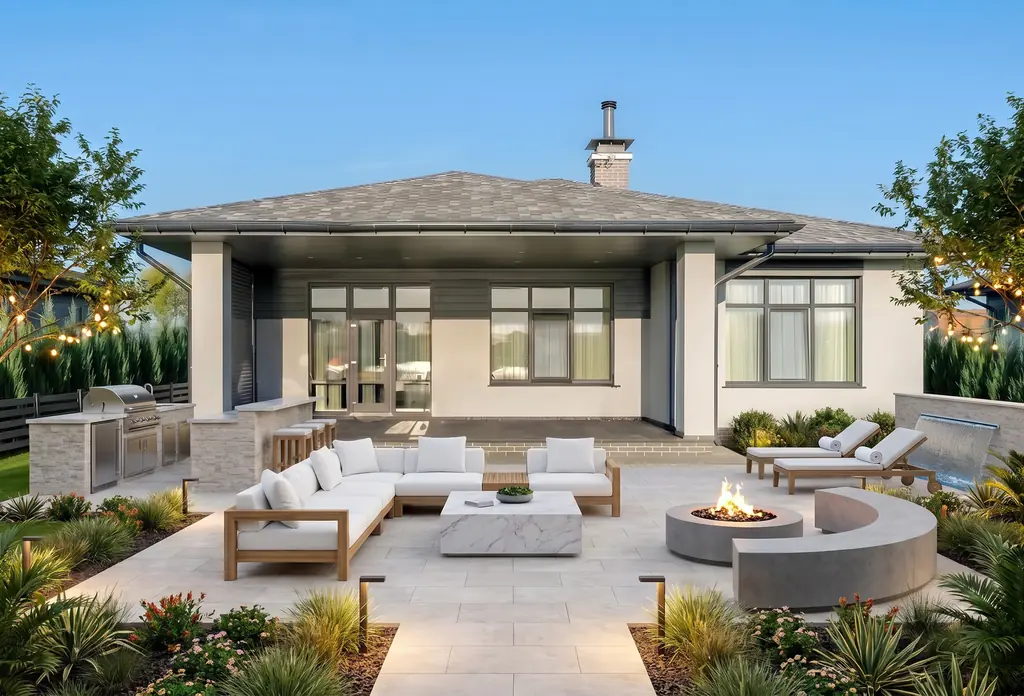 The same backyard after AI virtual staging in the Luxury Resort style