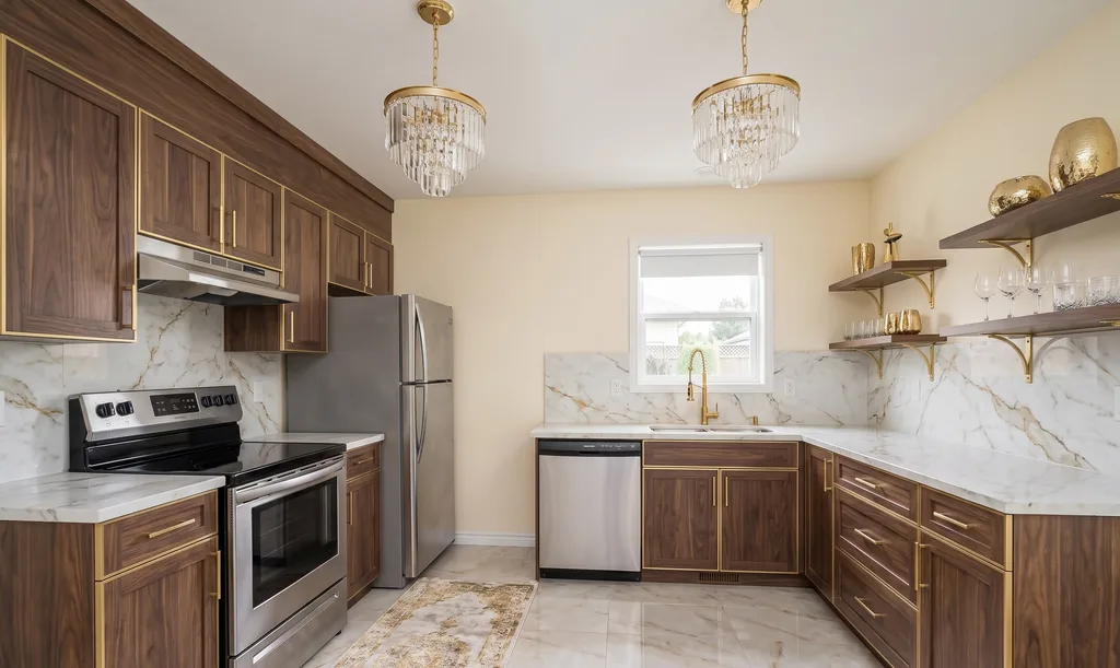 The same kitchen after AI virtual staging in the Luxury style
