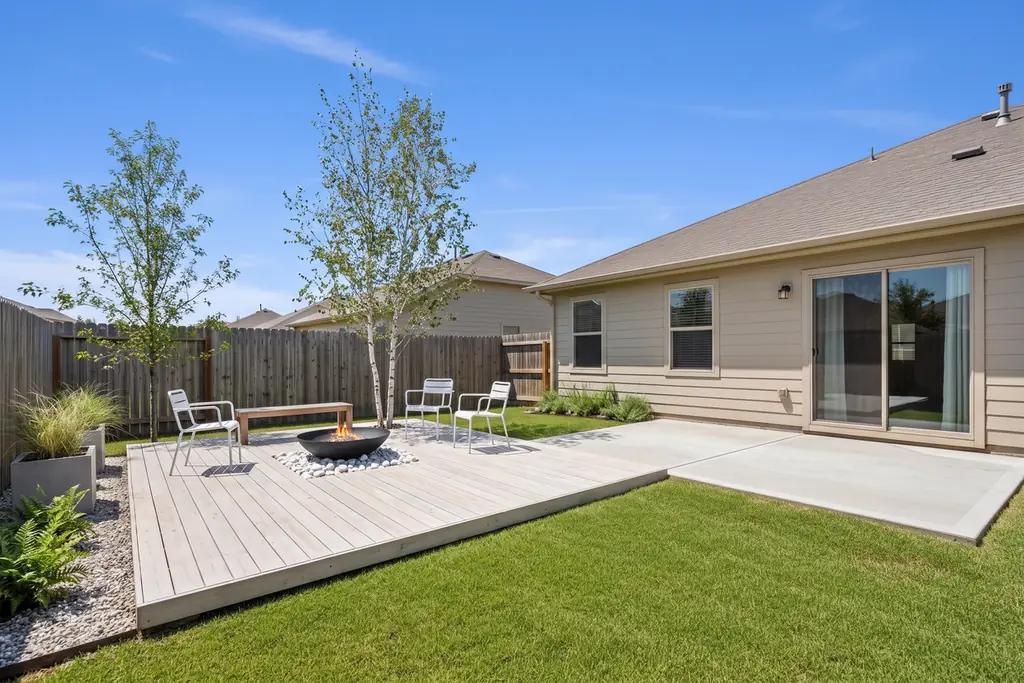 The same backyard after AI virtual staging in the Scandinavian style